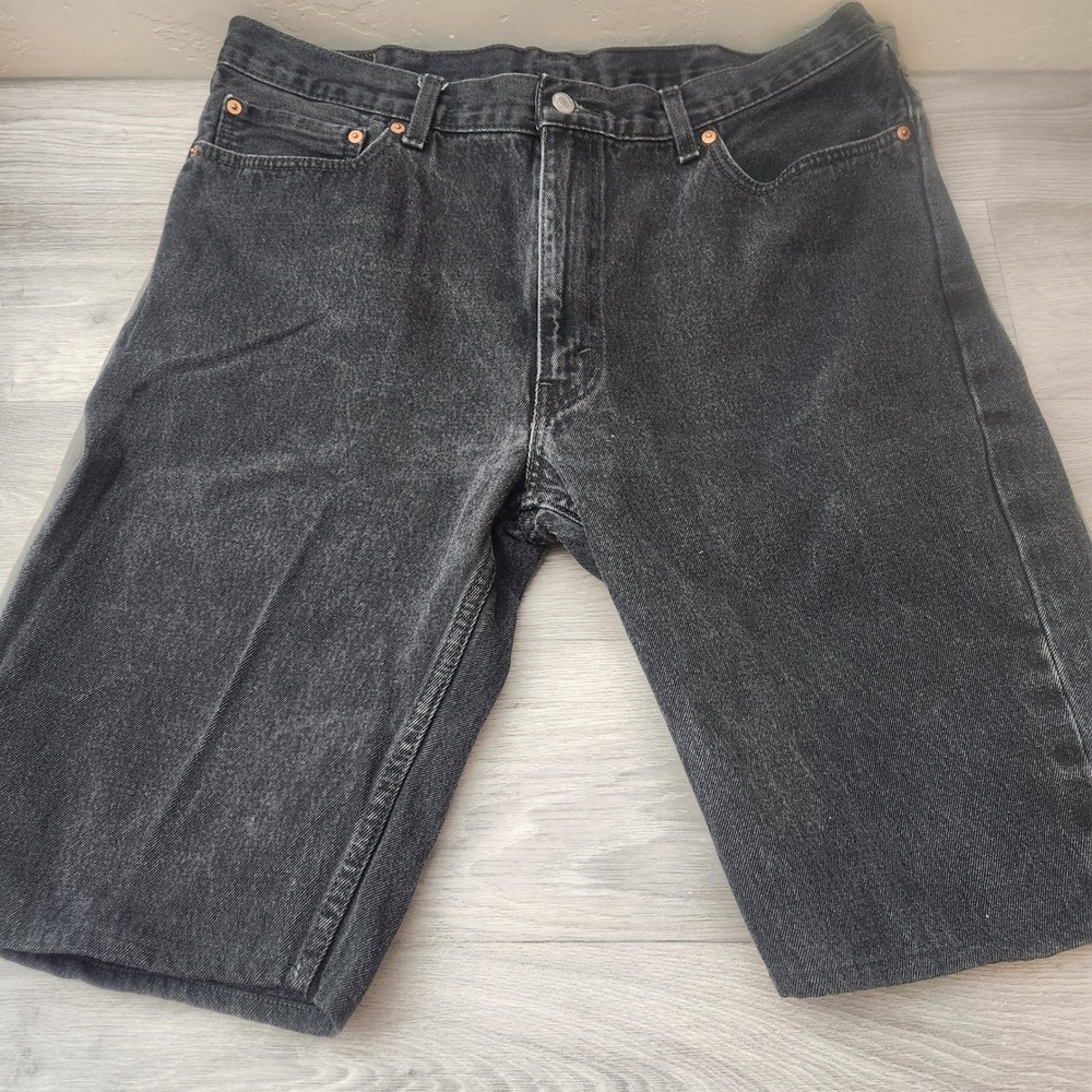 Levi's Black Olive Denim Shorts Jorts Cutoffs DIY Size 40 Relaxed Fit 550/505